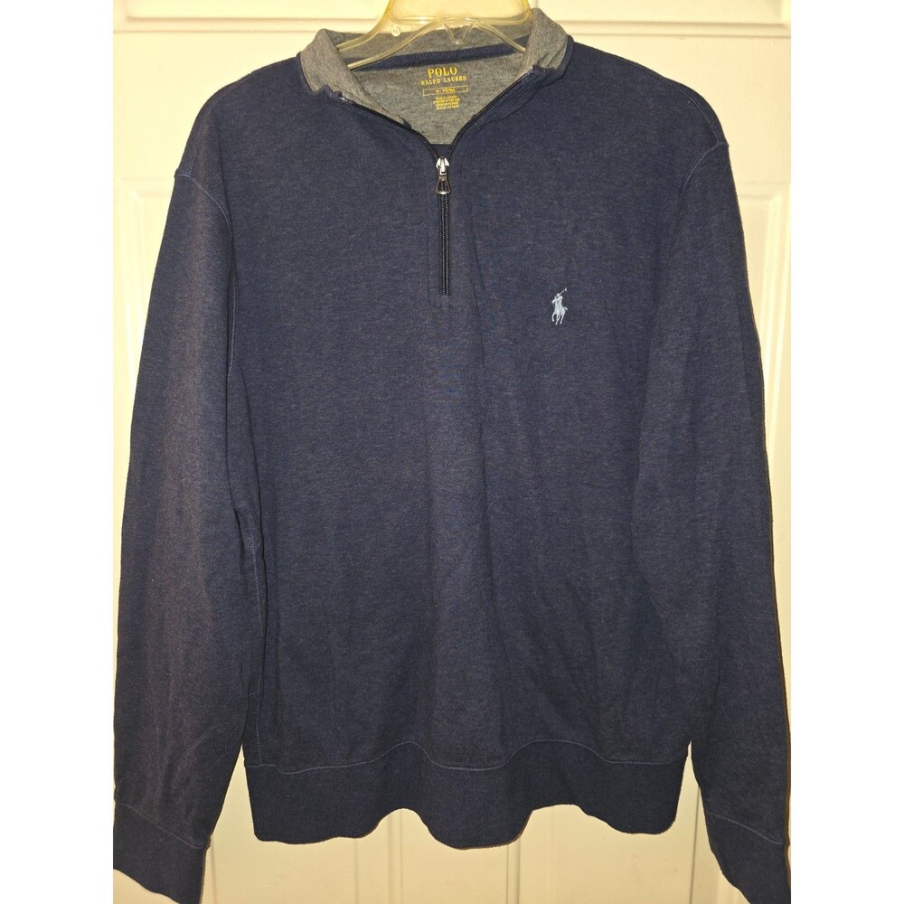 Polo Ralph Lauren Blue 1/4 Zip Mock Neck Solid Sweatshirt Men’s Medium